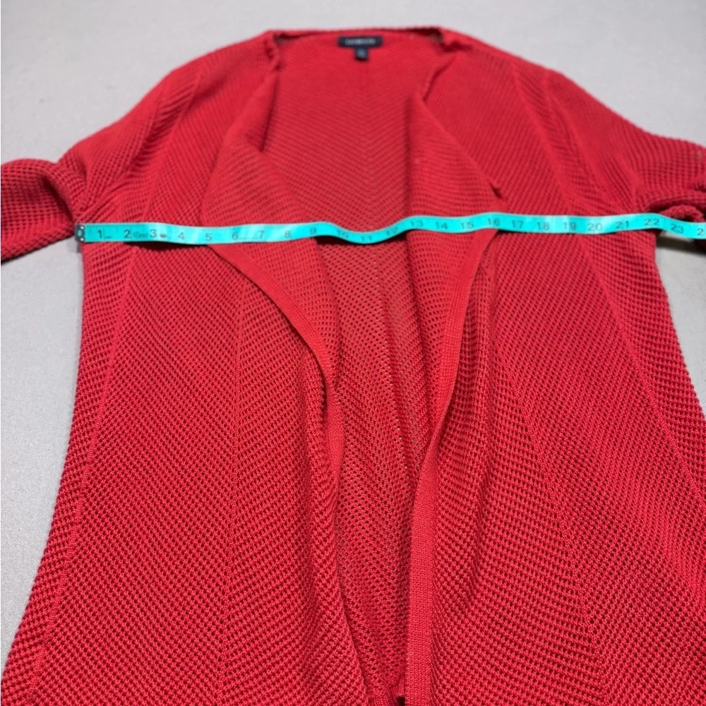 Lands' End Red Open Front Cardigan Sweater